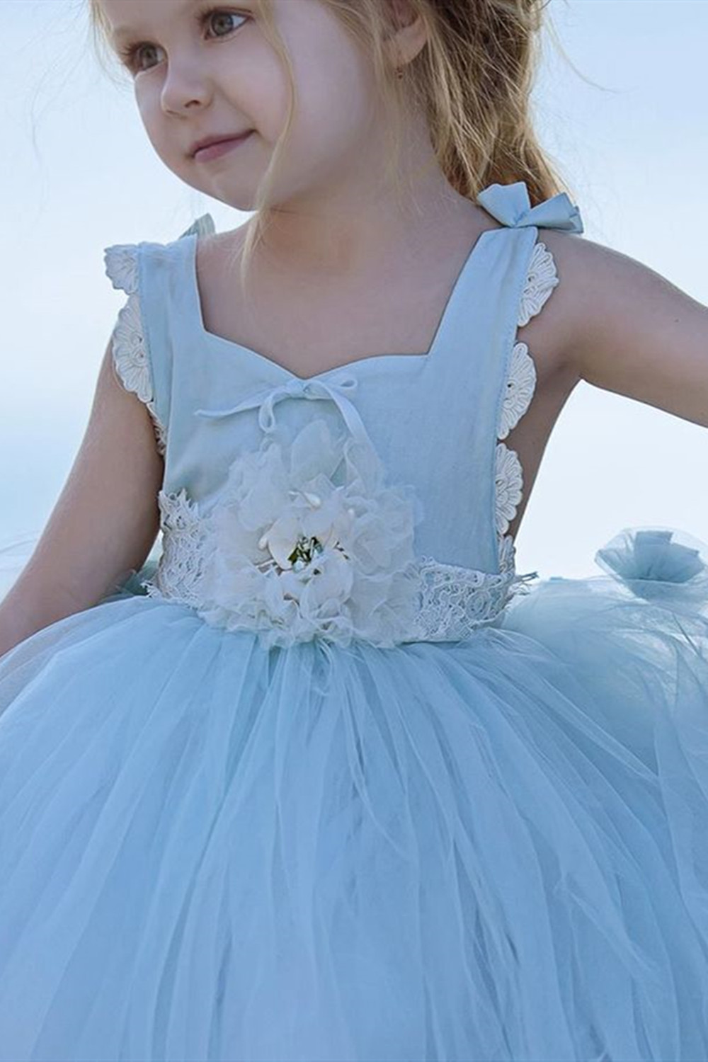 Light Sky Blue Princess Flower Girl's Dresses Sleeveless Ball Gown Party Dress for Kids-newarrivaldress