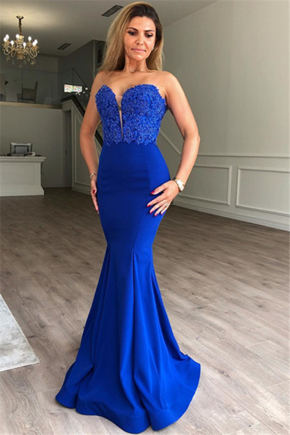 Glamorous Mermaid Sweetheart Sleeveless Appliques Prom Dresses-newarrivaldress
