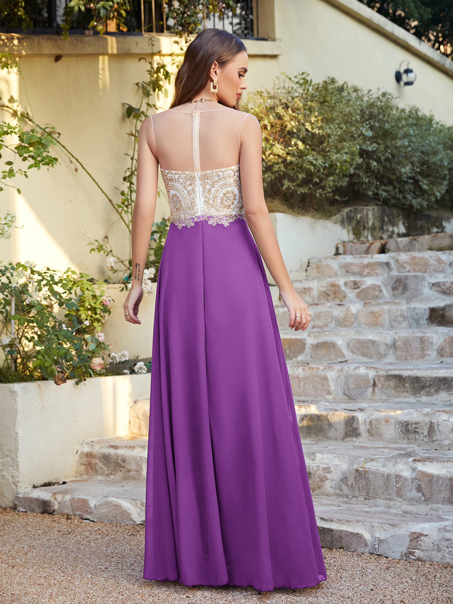 Elegant Sleeveless Chiffon Aline Evening Dress Lace Appliques Formal Dress-newarrivaldress