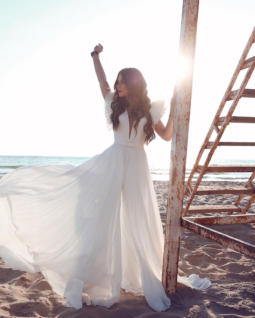 A-line Chiffon V-neck Wedding Dresses | Sexy Short Sleeve Floor Length Tulle Bridal Gowns-newarrivaldress