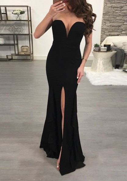 Sexy Black Sweetheart Evening Dress | 2021 Mermaid Prom Dress With Slit-newarrivaldress