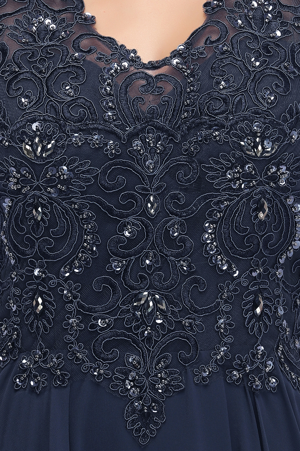 PATRICIA | A-line V-neck Sleeveless Long Appliqued Chiffon Prom Dresses with Crystals-newarrivaldress