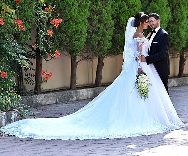 Lace Long Sleeve Wedding Dresses Off-the-shoulder A-line Bridal Gowns-newarrivaldress