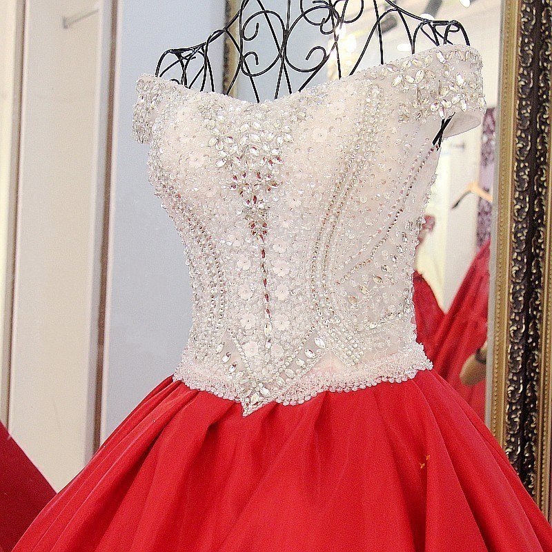 Popular Lace-up Appliques V-Neck Off-the-shoulder Ball Gown Evening Dress-newarrivaldress