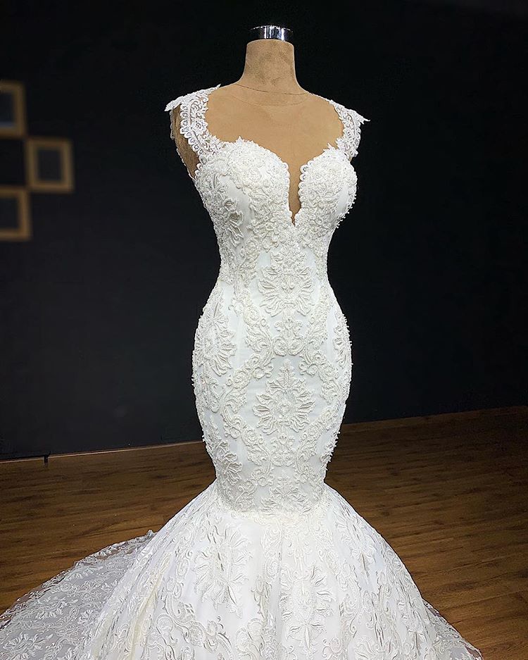 Glamorous Straps Appliques Wedding Dresses | Backless Sleeveless Mermaid Bridal Gowns-newarrivaldress