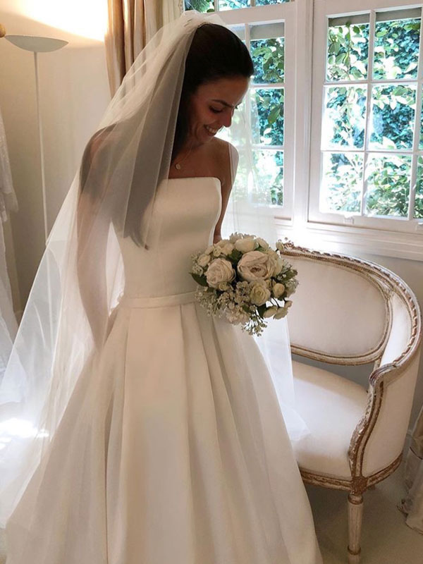 Vintage Wedding Dresses 2021 Satin Strapless A Line Floor Length Class newarrivaldress Vintage Wedding Dresses 2021 Satin Strapless A Line Floor Length Class newarrivaldress