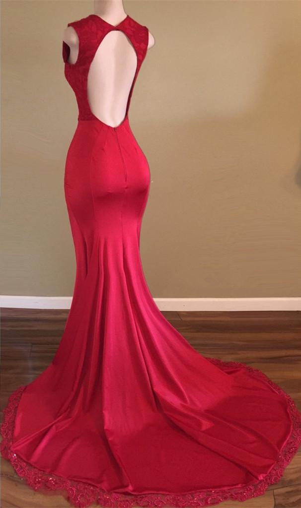 Beads Sleeveless V-neck Open Back Evening Gowns | Red Front Split Prom Dresses sp0294-newarrivaldress