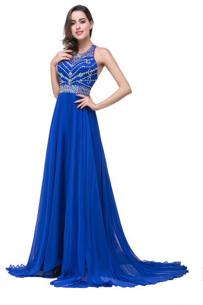 ELLA | A-line Crew Floor-length Sleeveless Tulle Prom Dresses with Crystal Beads-newarrivaldress
