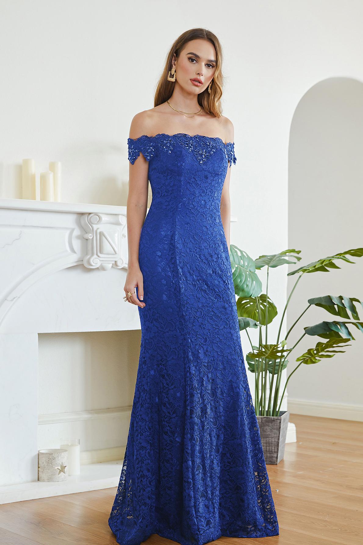Crystal Beaded Red Mermaid Evening Dresses Off the Shoulder Prom Party Dress