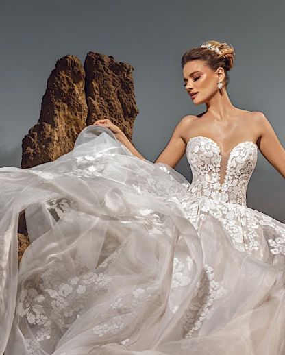 Sleeveless white Floral Lace Aline Wedding Dress Sweetheart Bridal Dress-newarrivaldress