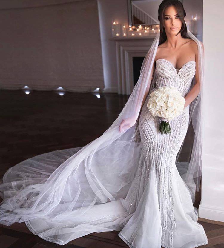Strapless Shiny Beading Sweetheart Wedding Dresses | Mermaid Floor Length Sleeveless Bridal Gowns-newarrivaldress