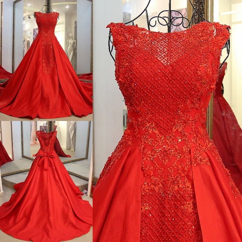 Elegant Red Bateau Sleeveless Backless Floor-Length Evening Gown With Bow-newarrivaldress