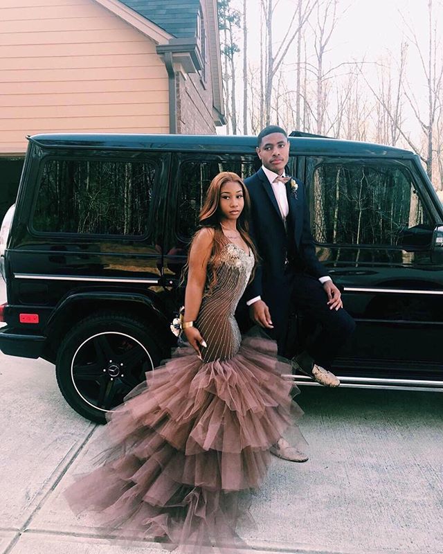 Glamorous Straps Sleeveless Applique Tulle Sexy Mermaid Prom Dress-newarrivaldress