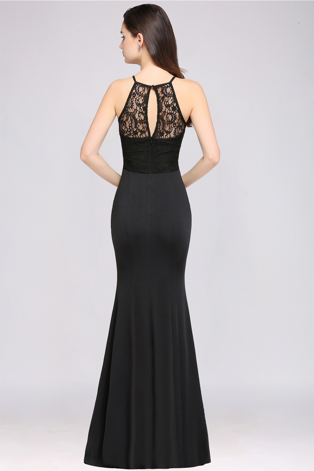 CHERISH | Mermaid Halter Floor-length Chiffon Black Prom Dress-newarrivaldress