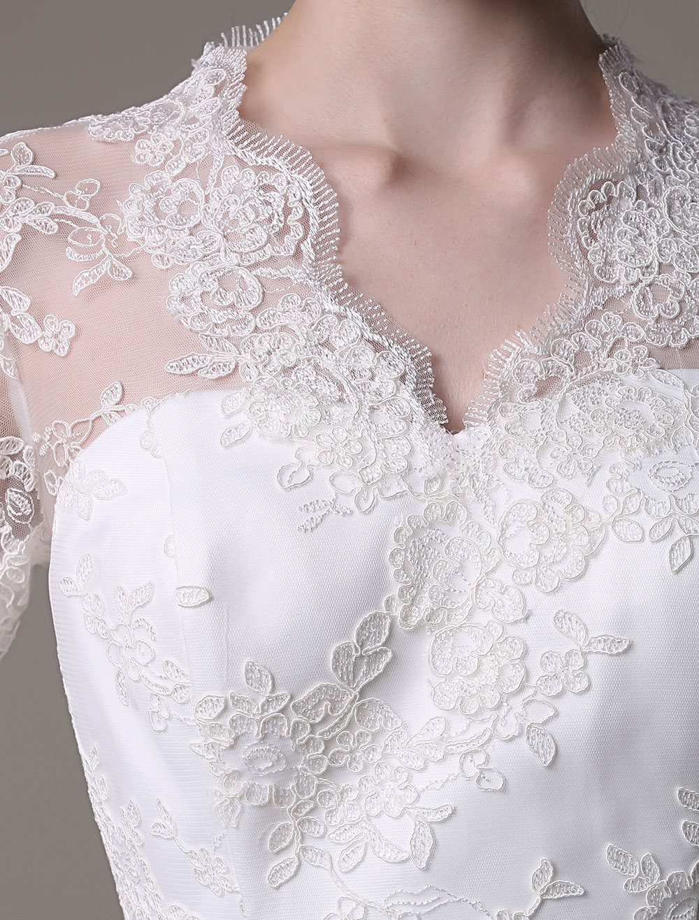 Kate Middleton Royal Wedding Dress Vintage Lace With V-Neck And Long Sleeves Exclusive-newarrivaldress