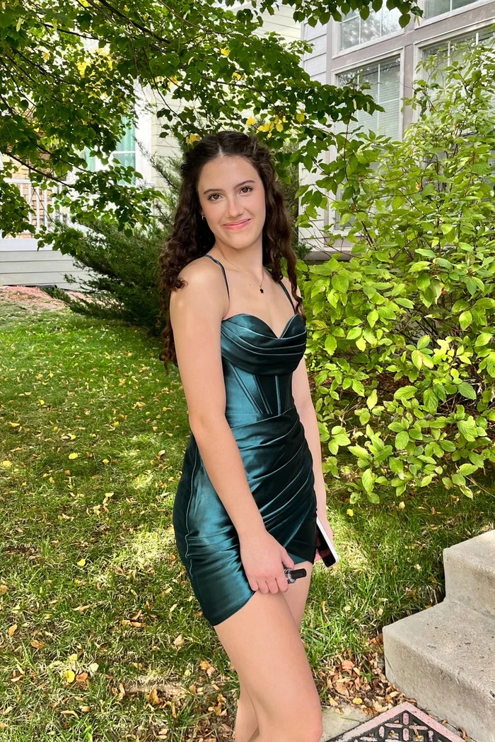Chic Royal Blue Satin Short Homecoming Dress with Side Split-newarrivaldress