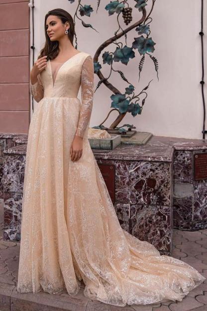 Elegant Long Sleeves Aline Sequins Wedding Party Dress-newarrivaldress