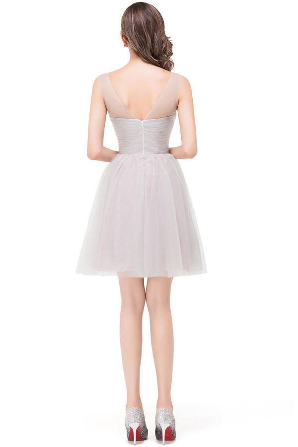 HARLOW | Elegant A-line Crew Mini Silver Bridesmaid Dresses With Ruffle-newarrivaldress