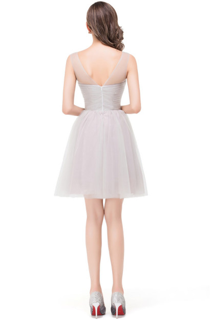 HARLOW | Elegant A-line Crew Mini Silver Bridesmaid Dresses With Ruffle-newarrivaldress