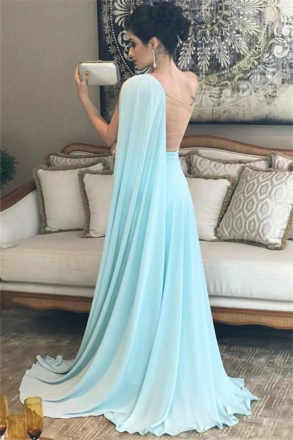Glamorous One-Shoulder Sleeveless A-Line Evening Dresses-newarrivaldress