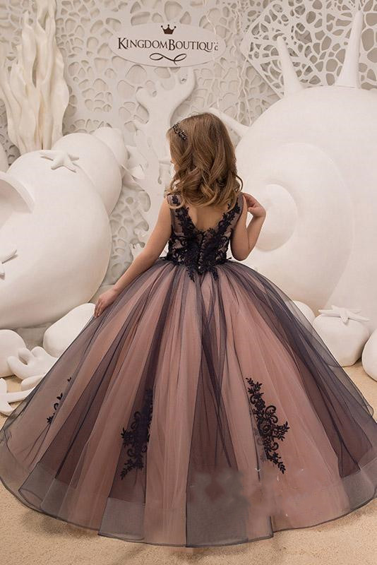 Sleeveless 3D Floral Lace Appliques Tulle Flower Girl Dress-newarrivaldress