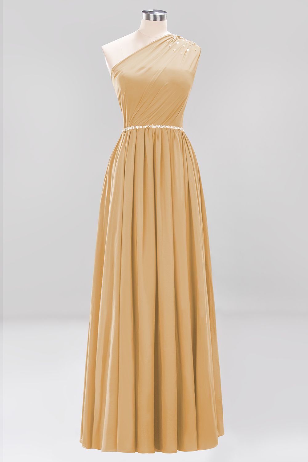 Elegant A-Line Burgundy Chiffon One-Shoulder Sleeveless Ruffles Floor-Length Bridesmaid Dresses with Beadings-newarrivaldress