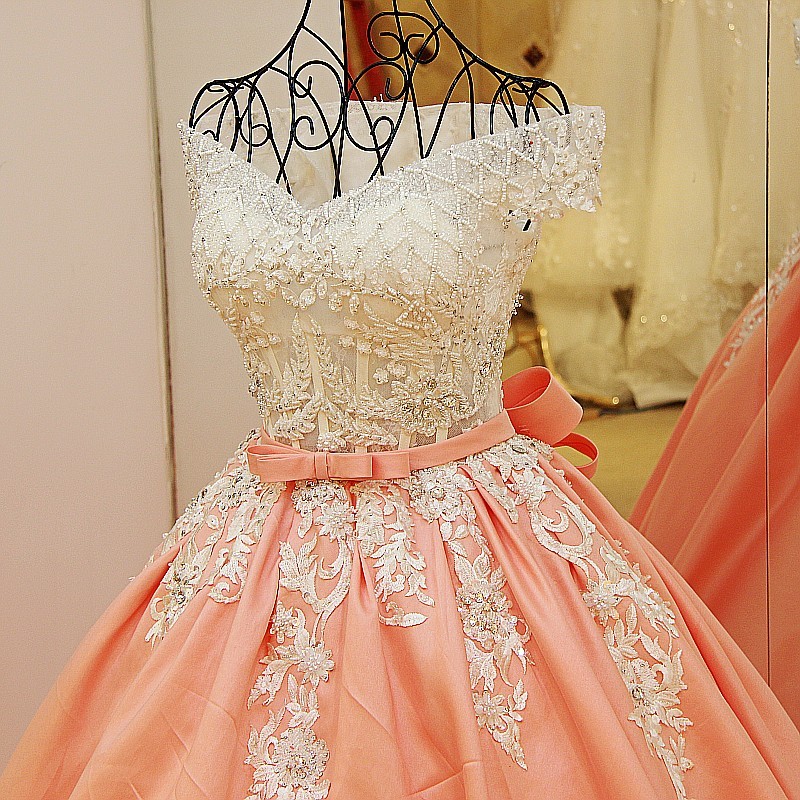 2021 V-neck Off-the-shoulder A-Line Floor-Length Appliques Prom Dress With Bow-newarrivaldress