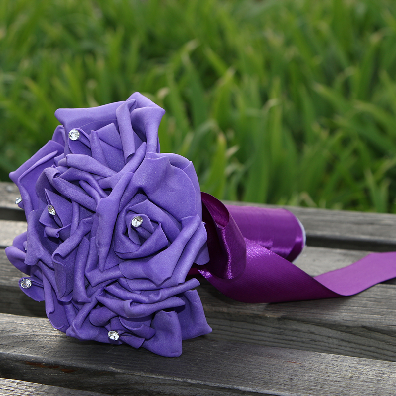 Simple Silk Rose wedding Bouquet in Multiple Colors-newarrivaldress