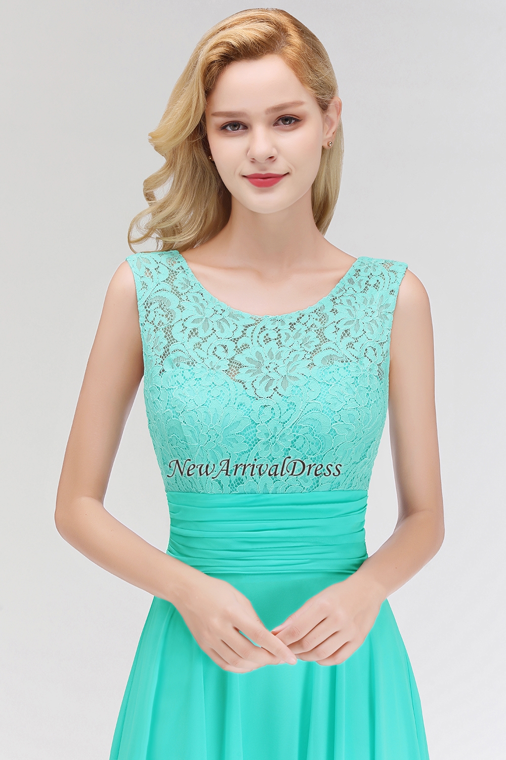 Lace Gorgeous Scoop Sleeveless Floor-Length Long Chiffon Bridesmaid Dress-newarrivaldress