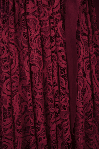 Short Sleeves Seath Red Lace Dresses with Ribbon Bow-newarrivaldress