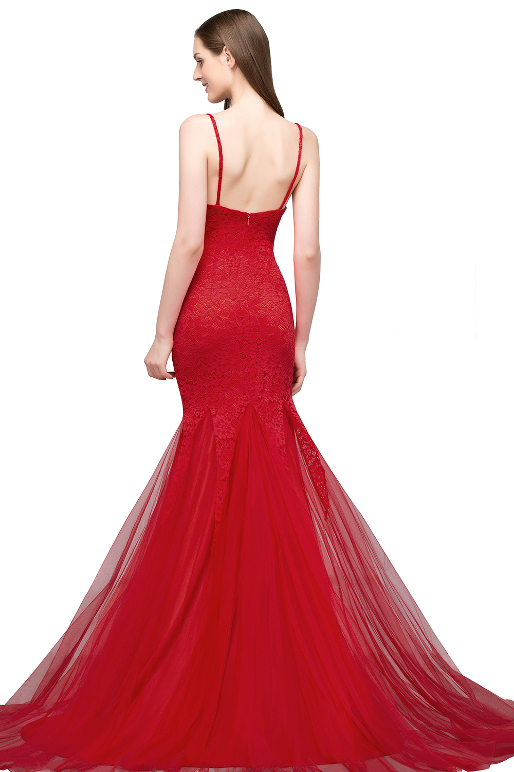 VANESSA | Mermaid Floor Length Illusion Neckline Sleeveless Tulle Lace Prom Dresses-newarrivaldress