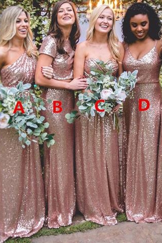 Sexy Sequin Bridesmaid Dresses | Rose Gold Long Wedding Guest Dresses-newarrivaldress