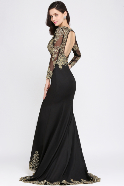 AMANDA | Mermaid Scoop Floor Length Black Elegant Evening Dresses with Appliques-newarrivaldress