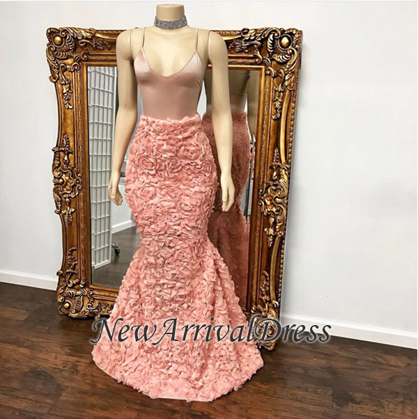 Floor Length Spaghetti Straps Mermaid Gorgeous Prom Dresses-newarrivaldress