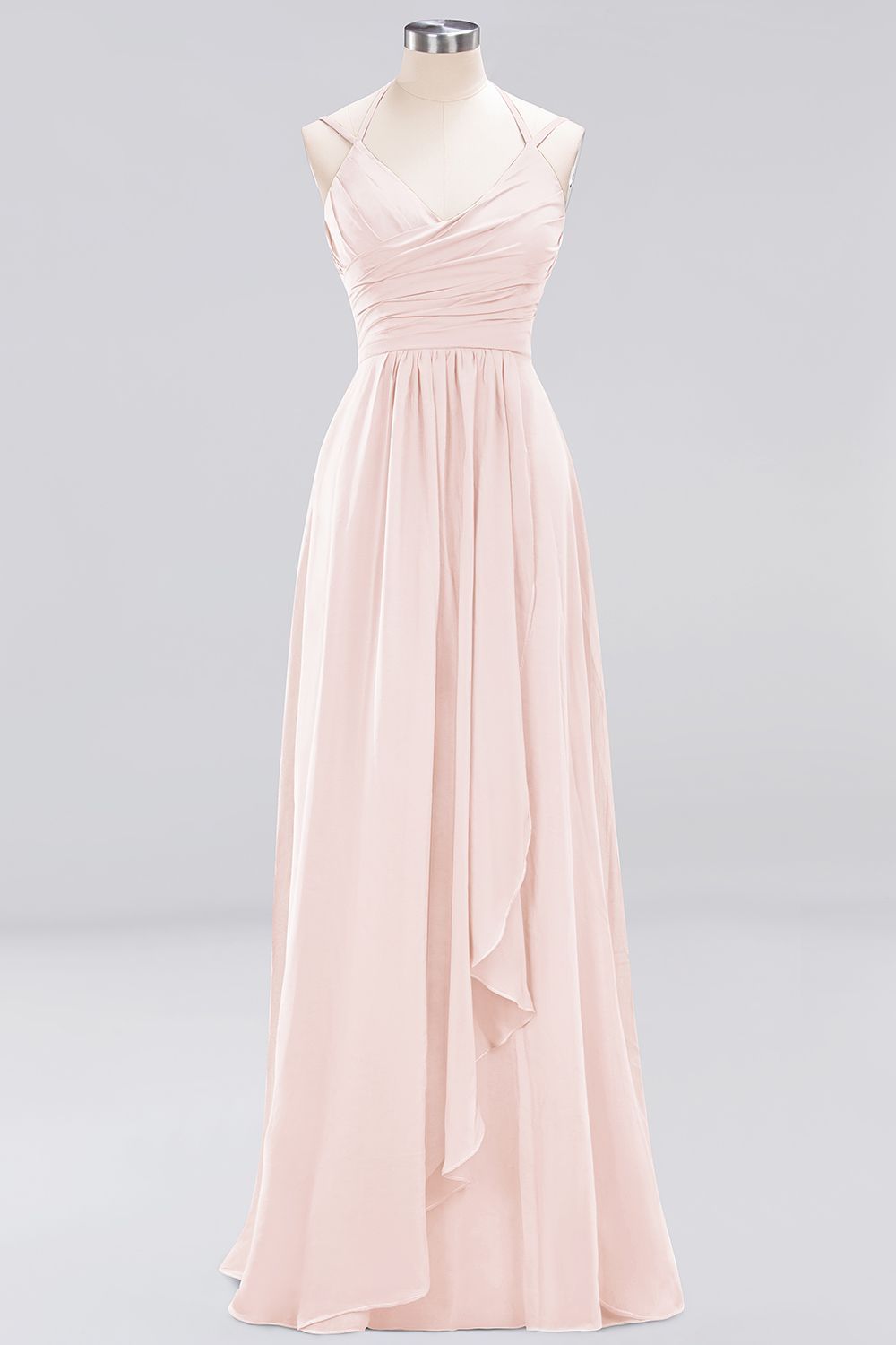A-line Chiffon Spaghetti Straps Sleeveless Ruffles Floor-Length Bridesmaid Dresses-newarrivaldress