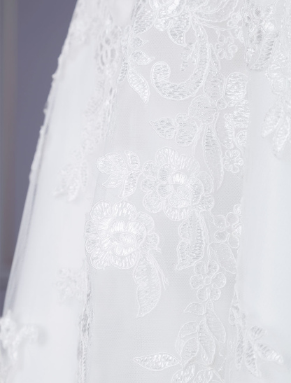 White A-line Wedding Dresses With Train Sleeveless Lace Tulle V-Neck Long Bridal Gowns-newarrivaldress