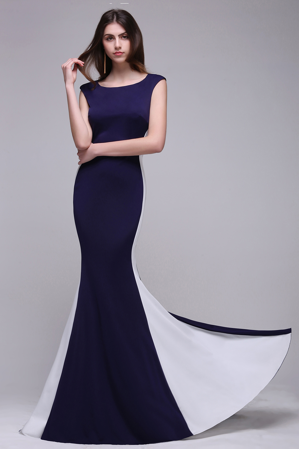 BLAKE | Sheath Scoop Floor-Length Dark Navy Evening Dresses-newarrivaldress