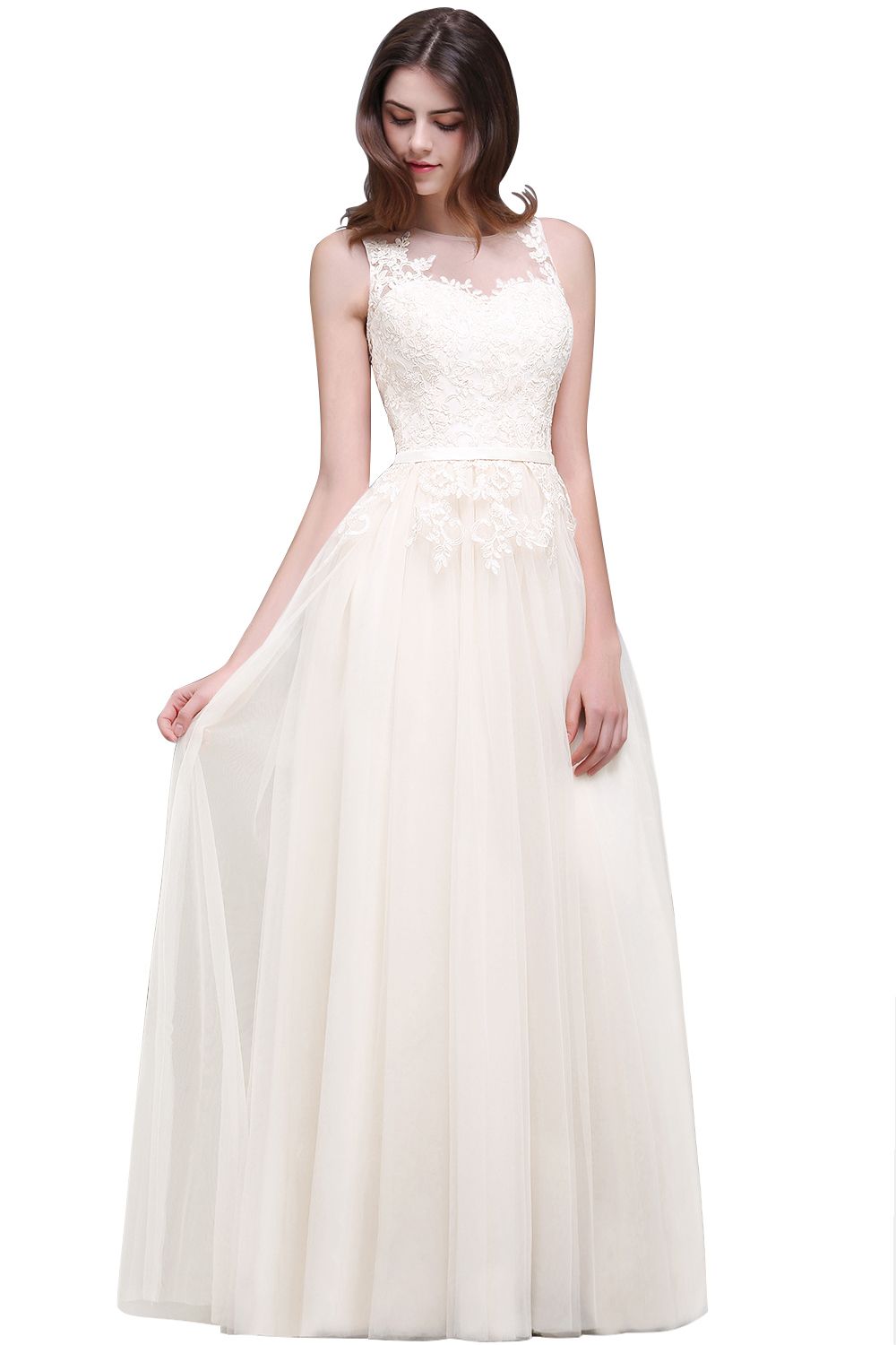 ATHENA | A-line Floor-Length Tulle Prom Dress With Lace-newarrivaldress