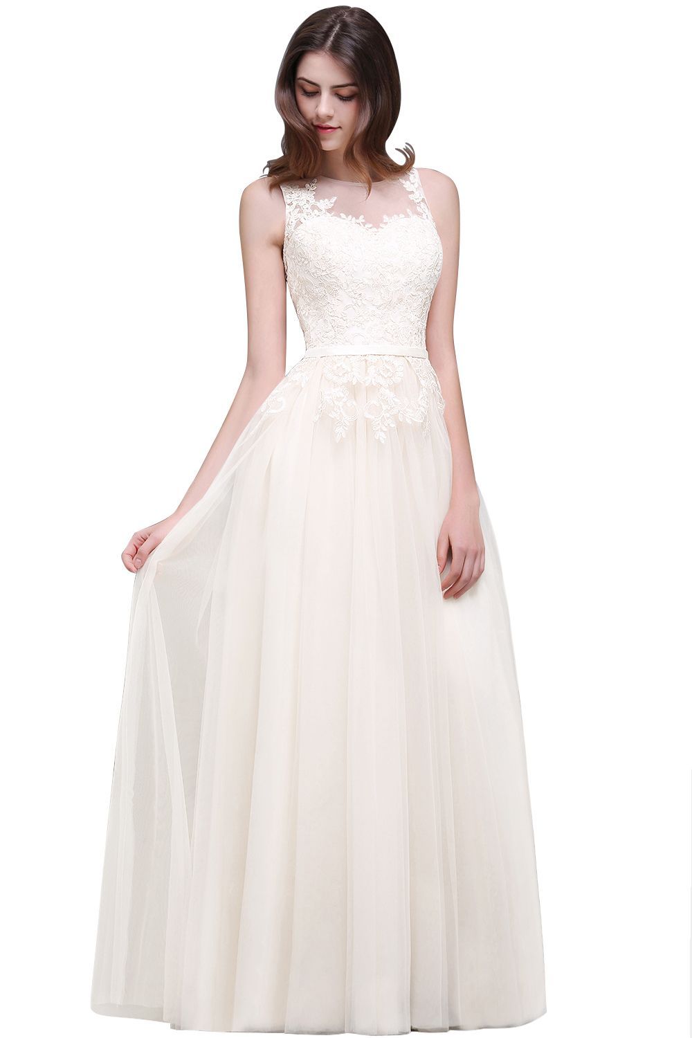 ATHENA | A-line Floor-Length Tulle Prom Dress With Lace-newarrivaldress