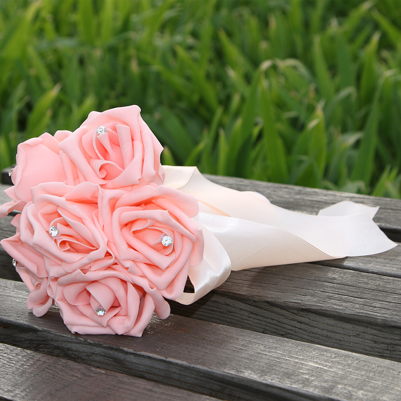 Simple Silk Rose wedding Bouquet in Multiple Colors-newarrivaldress