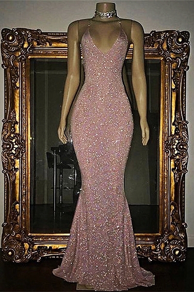 Stunning Mermaid Spaghetti Straps Sequined Sleeveless Prom Dresses sp0311-newarrivaldress