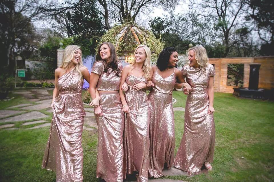 Sexy Sequin Bridesmaid Dresses | Rose Gold Long Wedding Guest Dresses-newarrivaldress