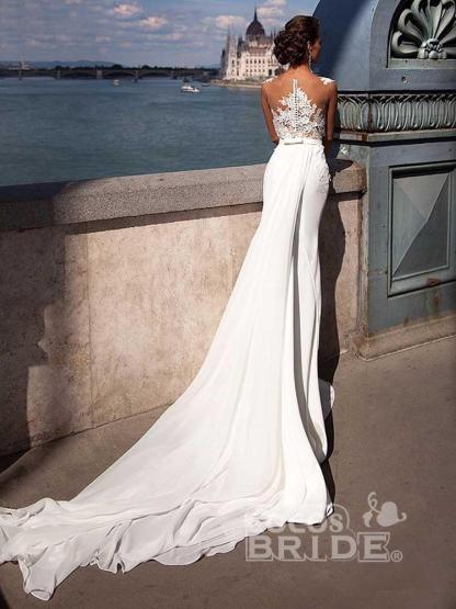 Sexy Sleeveless Mermaid Bridal Dress with Sweep Train-newarrivaldress