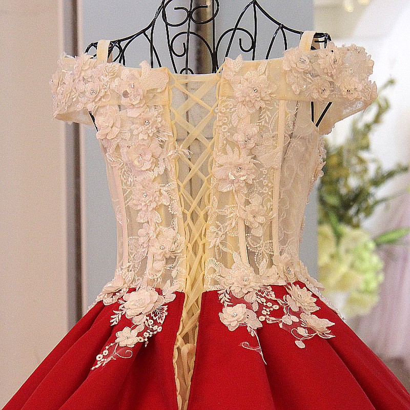 Ball Gown Sequins Applique A-Line Off-The-Shoulder Floor-Length Evening Dresses-newarrivaldress