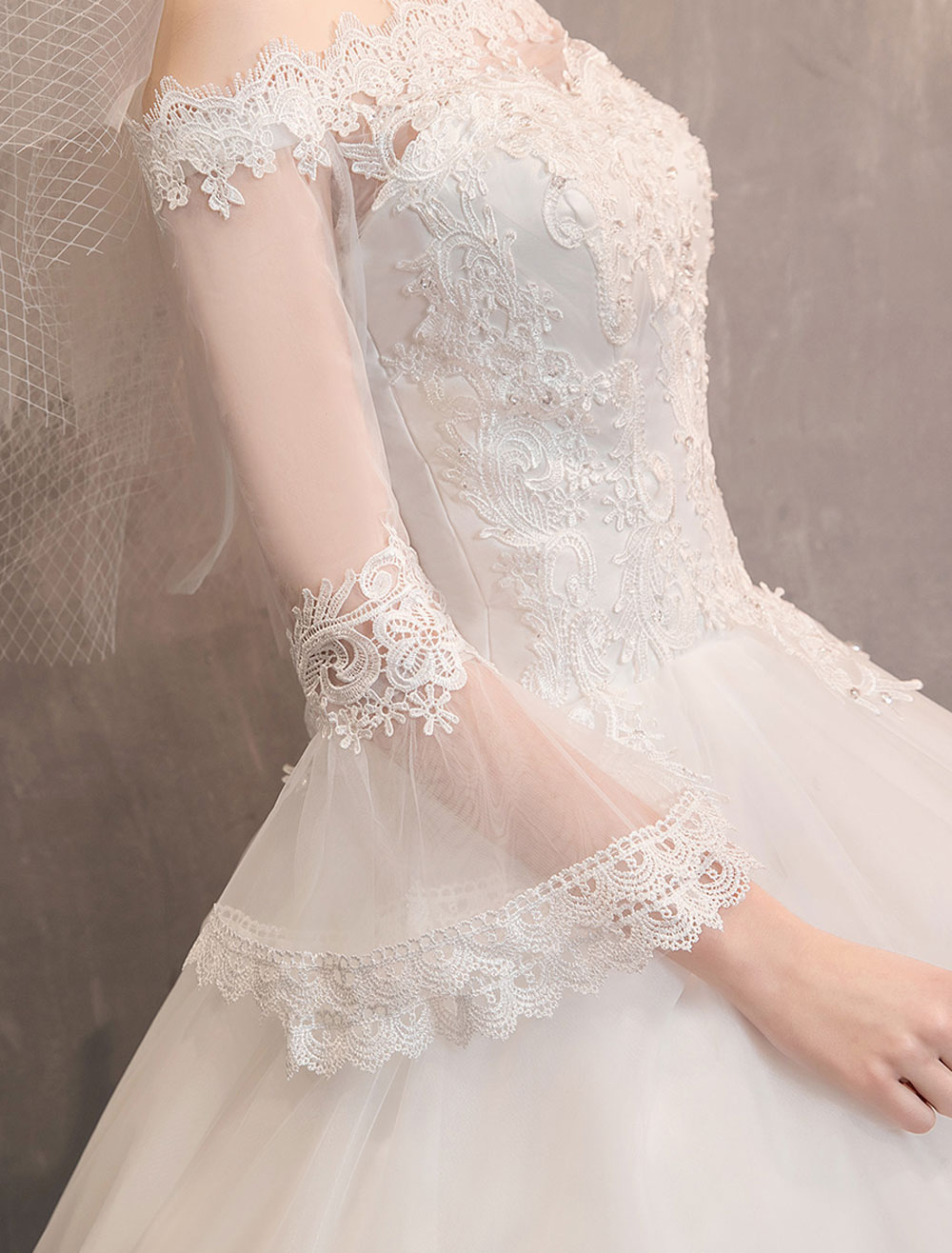 Lace Wedding Dresses Ivory Off The Shoulder Lace Applique Princess Bridal Gown-newarrivaldress