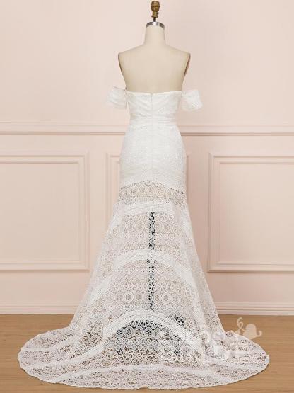 Elegant Sweetheart Lace Mermaid Boho Wedding Dresses Off Shoulder Simple Dress for Bide-newarrivaldress