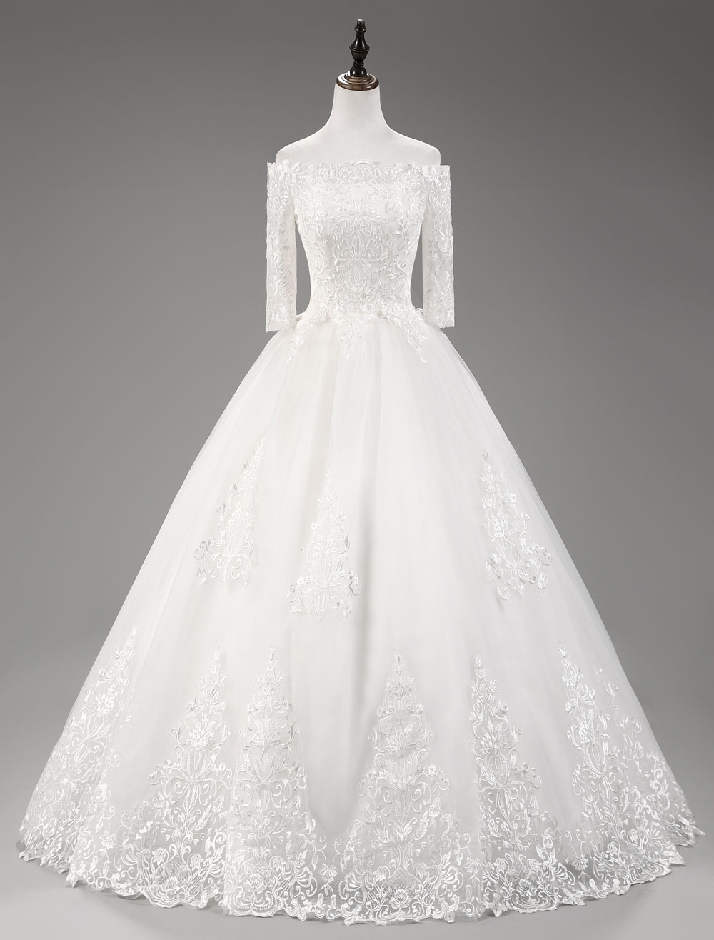 Wedding Dresses Princess Lace Off The Shoulder Bridal Gown Half Sleeve Floor Length Bridal Dress-newarrivaldress