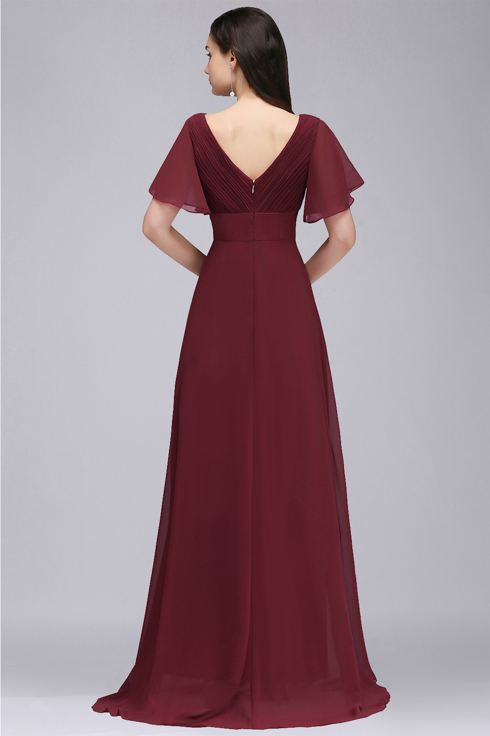 COLETTE | A-line Floor-length Chiffon Burgundy Prom Dress with Soft Pleats-newarrivaldress