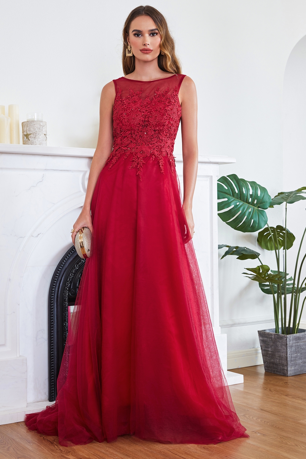 ABRIL | A-line Court Train Tulle Evening Dress with Appliques-newarrivaldress