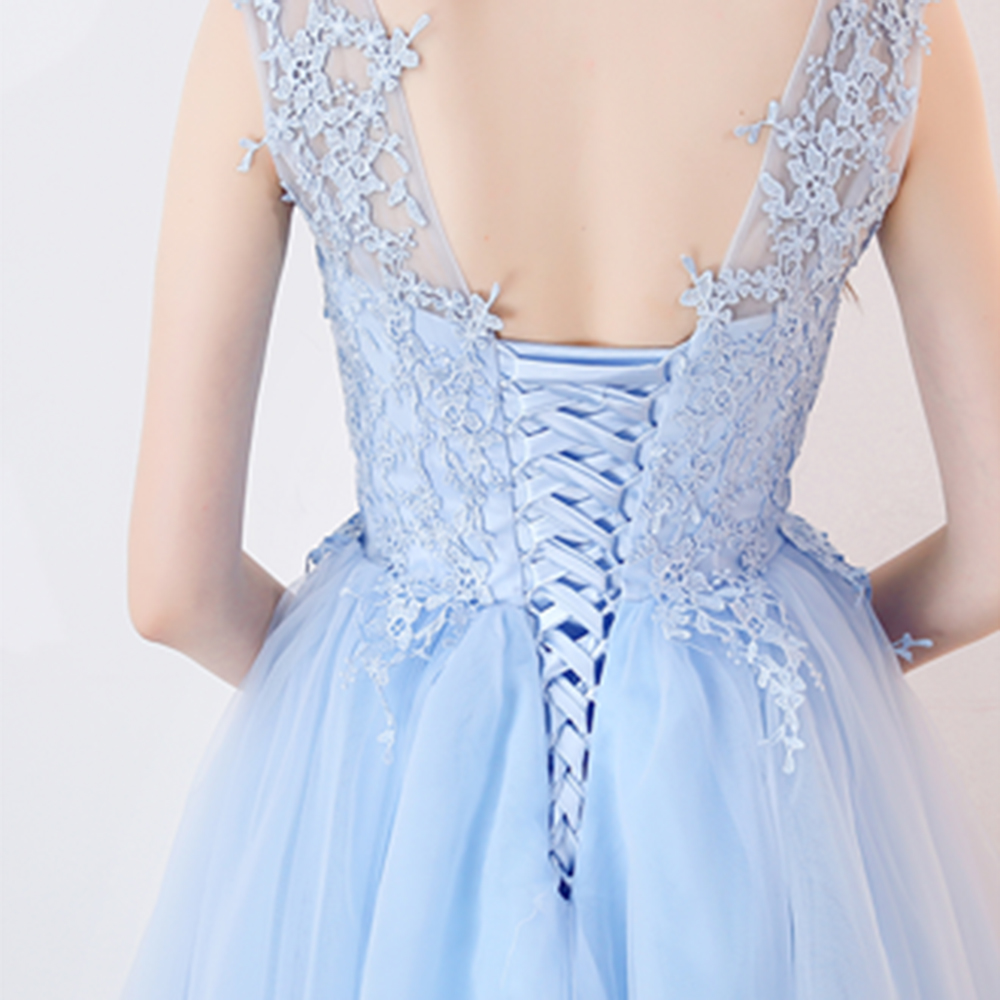 MARCIA | A-line Sleeveless Short Appliqued Top Tulle Homecoming Dresses-newarrivaldress